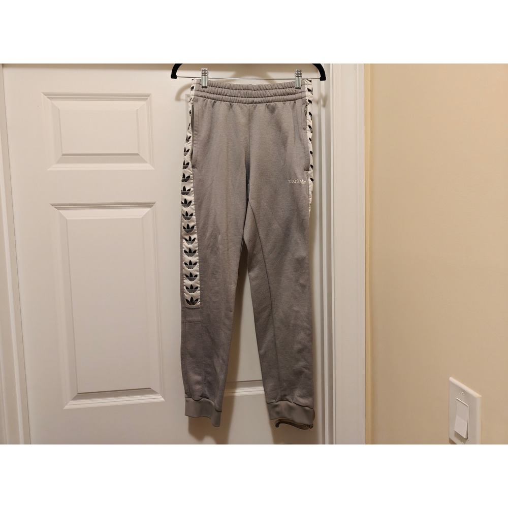 Adidas Originals Mens Trefoil Logo Tape Track Pants Grey Joggers DZ7557 Size S